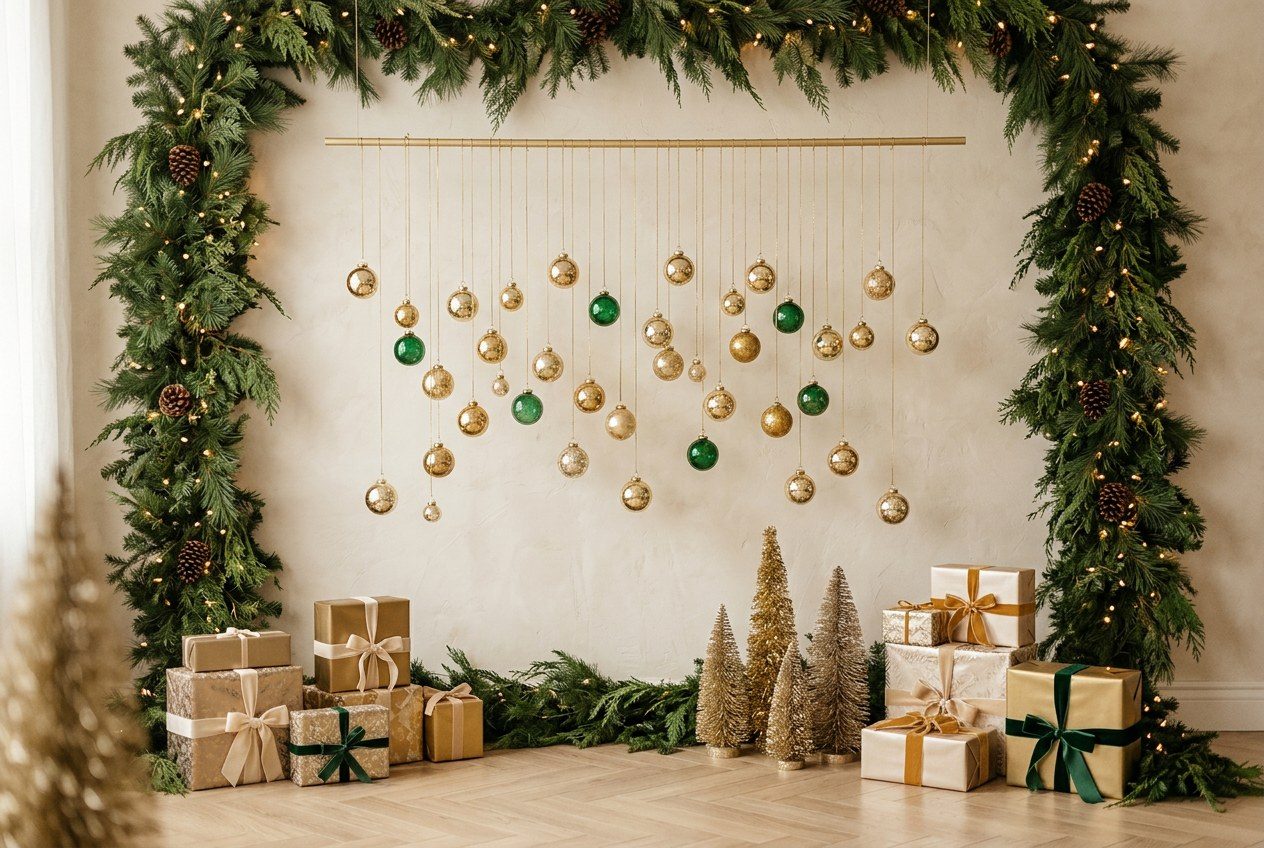 The Evergreen & Gold Christmas studio set at Studio Shay, Ottawa
